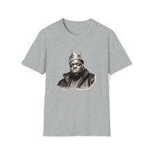 Load image into Gallery viewer, Legends of Hip Hop Biggie Smalls T-Shirt | Unisex Notorious BIG Tee Sport Gray Laying Flat Front View