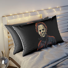 Load image into Gallery viewer, Custom Michael Myers Pillow Sham - Classic Horror Fan Decor displayed on a bed 
