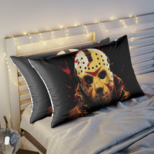 Load image into Gallery viewer, Custom Jason Voorhees Pillow Sham - Classic Horror Fan Decor displayed on a bed