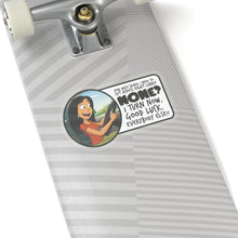 Load image into Gallery viewer, "I Turn Now, Good Luck, Everybody Else" - Flexible Kiss-Cut Vinyl Stickers Inspired by 'Family Guy' Transparent on Skateboard