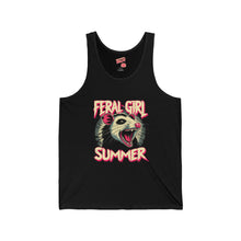 Load image into Gallery viewer, Unleash Your Wild Side with the 'Feral Girl Summer' Tank laying flat on white background.