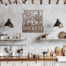 Load image into Gallery viewer, Buckeye_Roots_Metal_Sign__Arizona_Deser_Copper_Rustic_Kitchen_Mockup.png_15881286