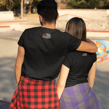 Load image into Gallery viewer, Conservatively Bold "We'll Teach Them" Cotton Crew Tee - Back of Tee - Couple