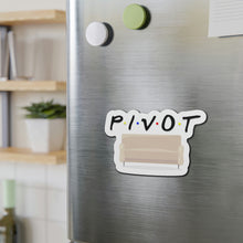 Load image into Gallery viewer, Pivot Friends-Themed Large 5x5 Magnet in the kitchen