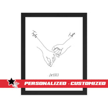Load image into Gallery viewer, Personalized Couple’s Hand-In-Hand Framed Artwork - A Timeless Memento