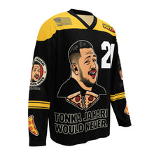 Load image into Gallery viewer, Tonka Jahari “Would Never” Recycled Hockey Fan Jersey – Limited Edition