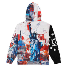 Load image into Gallery viewer, Patriotic Emblem 1776 – Unisex Liberty Zip Hoodie
