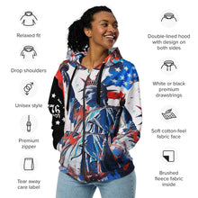 Load image into Gallery viewer, Patriotic Emblem 1776 – Unisex Liberty Zip Hoodie