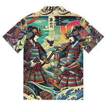 Load image into Gallery viewer, Samurai Summer Shirt: Unisex Button-Up with Epic Japanese Art, back