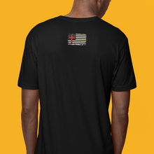 Load image into Gallery viewer, Conservatively Bold "We'll Teach Them" Cotton Crew Tee - Back of Tee on Male Model