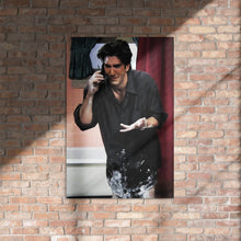 Load image into Gallery viewer, Ross on phone with black shirt hanging on brick wall