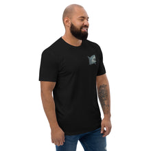 Load image into Gallery viewer, Funny "Who Raised You?" T-Shirt – Black, Fitted, Bold Fit | On Male Model | Front of Tee