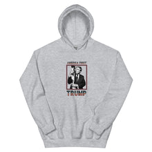 Load image into Gallery viewer, Trump America First Unisex-heavy-blend-hoodie-sport-grey-front