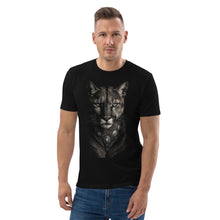 Load image into Gallery viewer, Man wearing a Mountain Lion Turquoise Jewelry Organic Cotton Tee on a white background