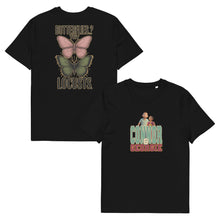 Load image into Gallery viewer, Connor Tomlinson Tee – 'Butterflies..? Try Locusts' Love on the Spectrum Fan Favorite | Black front & back of Tee