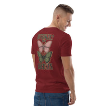 Load image into Gallery viewer, Connor Tomlinson Tee – 'Butterflies..? Try Locusts' Love on the Spectrum Fan Favorite | Burgundy | Back of Tee on male model 2
