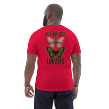 Load image into Gallery viewer, Connor Tomlinson Tee – 'Butterflies..? Try Locusts' Love on the Spectrum Fan Favorite | Red | Back of Tee on male model 1