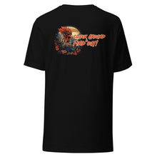 Load image into Gallery viewer, Cluck-around-and-find-out-by-vtowndesigns-dot-com-unisex-staple-t-shirt-black-back