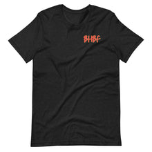 Load image into Gallery viewer, unisex-staple-t-shirt-black-heather-front-Breaking-hearts-blasting-farts-by-VTown-Designs-Dot-Com
