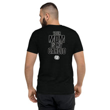 Load image into Gallery viewer, Your Mom Is My Cardio Tee - Hilariously Sleek Fitness Humor - back of tee