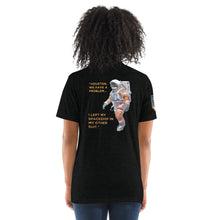 Load image into Gallery viewer, Conspiracy &amp; Comfort Collide: &#39;NASA: Never Actually Sent Anyone&#39; Tri-Blend Tee(BACK)
