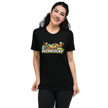 Load image into Gallery viewer, Exclusive OuchBlocks Tee – A Nostalgic Tribute to Classic Building Blocks for Ultimate Fans &amp; Builders! On female model
