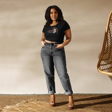 Load image into Gallery viewer, Retro Revelations Women’s Crop Tee | Conspiracy Theorist Design in black on a female model posing