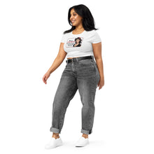 Load image into Gallery viewer, Retro Revelations Women’s Crop Tee | Conspiracy Theorist Design in white on model in jeans