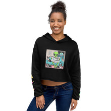 Load image into Gallery viewer, The Earth is F**ked Alien & Boston Terrier Crop Hoodie - VTown Designs Exclusive