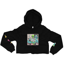 Load image into Gallery viewer, The Earth is F**ked Alien & Boston Terrier Crop Hoodie - VTown Designs Exclusive