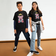Load image into Gallery viewer, Technoblade Tribute Tee – “No, He’s a Legend” Youth Shirt - Front of Tee on male and female models
