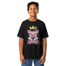 Load image into Gallery viewer, Technoblade Tribute Tee – “No, He’s a Legend” Youth Shirt - Front of Tee on male model.