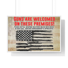Load image into Gallery viewer, Guns Permitted Premium Framed Poster by Vtown Designs