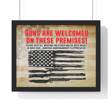 Load image into Gallery viewer, Guns Permitted Premium Framed Poster by Vtown Designs