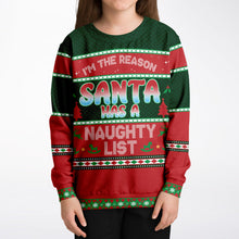 Load image into Gallery viewer, "I'm the reason--Naughty List" Kids Sweatshirt By V-Town Designs