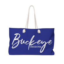 Load image into Gallery viewer, Buckeye Weekender Bag (Navy/White Lettering)
