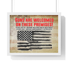 Load image into Gallery viewer, Guns Permitted Premium Framed Poster by Vtown Designs
