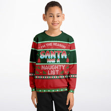 Load image into Gallery viewer, "I'm the reason--Naughty List" Kids Sweatshirt By V-Town Designs