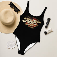 Load image into Gallery viewer, America Camo-backed One-Piece Swimsuit lay flat front