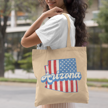 Load image into Gallery viewer, arizona-stars-and-stripes-tote-bag-woman-side