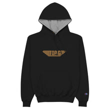 Load image into Gallery viewer, Embroidered "Top G" Gold Champion Hoodie