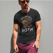 Load image into Gallery viewer, results-excuses-pump-cover-t-shirt-man-against-wall