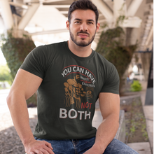 Load image into Gallery viewer, results-excuses-pump-cover-t-shirt-man-sitting-posing