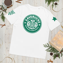 Load image into Gallery viewer, Savebucks-make-coffee-at-home-coffee-co-white-t-shirt-lay-flat