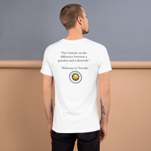 Load image into Gallery viewer, "Did anyone else hear gunshots?" - Short-Sleeve Unisex T-Shirt