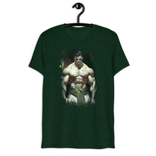 Load image into Gallery viewer, Hallowed Be Thy Gains Pump Cover T-Shirt for Gymrats The Catholic Priest Emerald Green