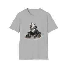 Load image into Gallery viewer, Legends of Hip Hop Biggie Smalls T-Shirt | Unisex Notorious BIG Tee Sport Gray Laying Flat Front View
