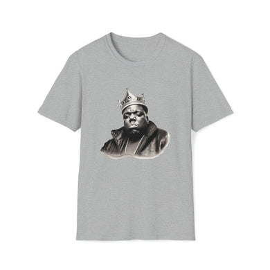 Legends of Hip Hop Biggie Smalls T-Shirt | Unisex Notorious BIG Tee Sport Gray Laying Flat Front View