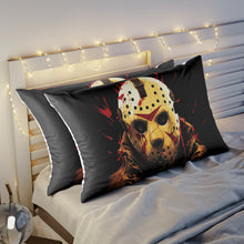 Load image into Gallery viewer, Custom Jason Voorhees Pillow Sham - Classic Horror Fan Decor displayed on a bed
