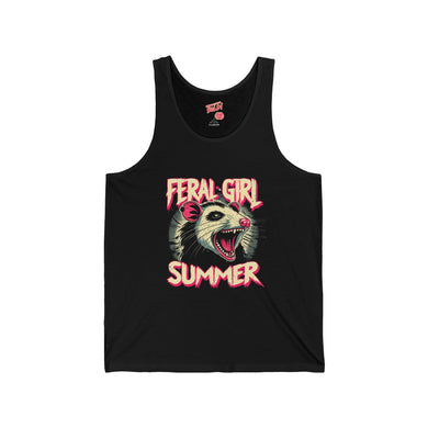 Unleash Your Wild Side with the 'Feral Girl Summer' Tank laying flat on white background.